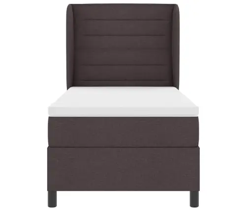 Kastītes Atsperu Gulta Tumši Brūna 90 X 200 Cm Audums Vidaxl