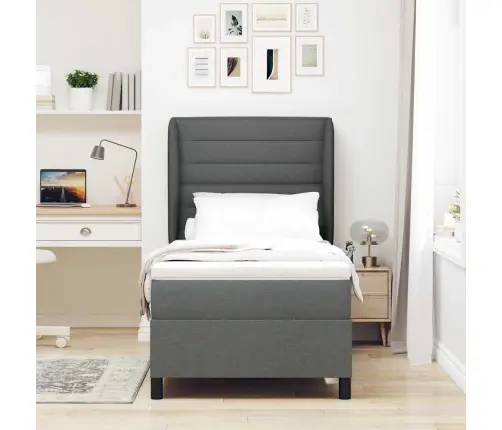 Kastītes Atsperu Gulta Tumši Pelēka 100 X 200 Cm Audums Vidaxl