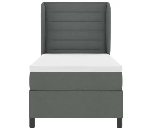 Kastītes Atsperu Gulta Tumši Pelēka 100 X 200 Cm Audums Vidaxl