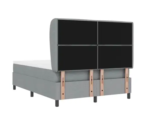 Kastītes Atsperu Gulta Gaiši Pelēka 140 X 190 Cm Audums Vidaxl