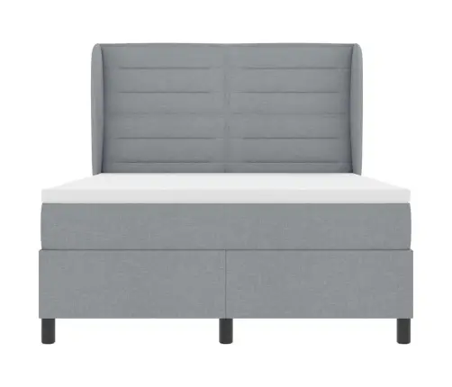 Kastītes Atsperu Gulta Gaiši Pelēka 140 X 190 Cm Audums Vidaxl