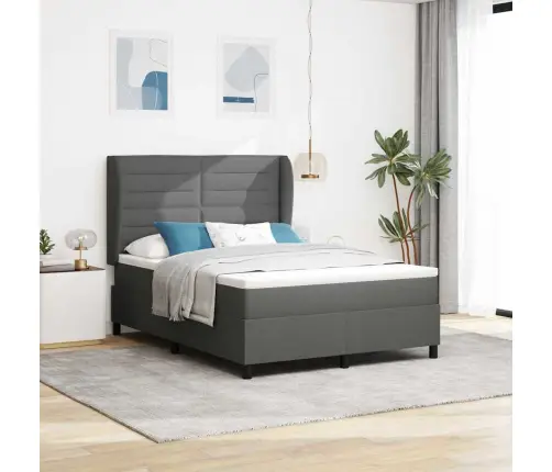 Kastītes Atsperu Gulta Tumši Pelēka 140 X 190 Cm Audums Vidaxl