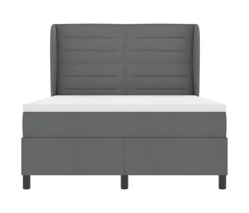 Kastītes Atsperu Gulta Tumši Pelēka 140 X 190 Cm Audums Vidaxl