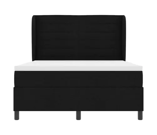 Kastītes Atsperu Gulta Ar Matraci Melna 140 X 190 Cm Audums Vidaxl