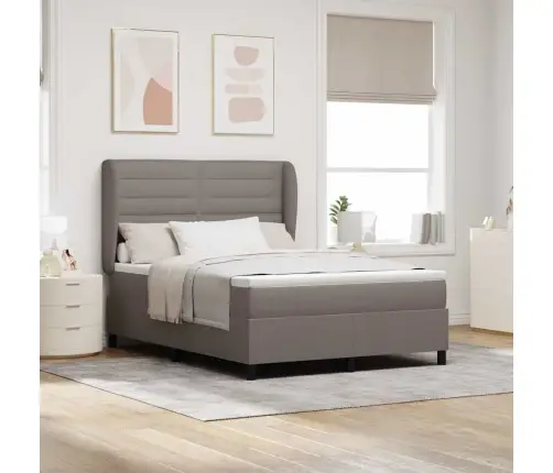 Kastītes Atsperu Gulta Pelēkbrūna 140 X 190 Cm Audums Vidaxl