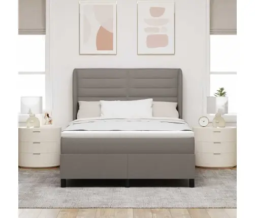 Kastītes Atsperu Gulta Pelēkbrūna 140 X 190 Cm Audums Vidaxl