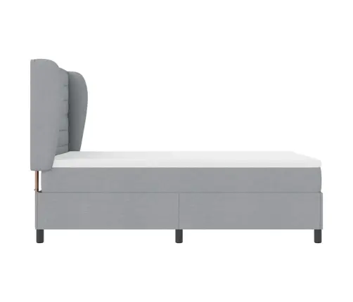 Kiemas Lova Su Čiužiniu Šviesiai Pilka 140 X 200 Cm Audinys