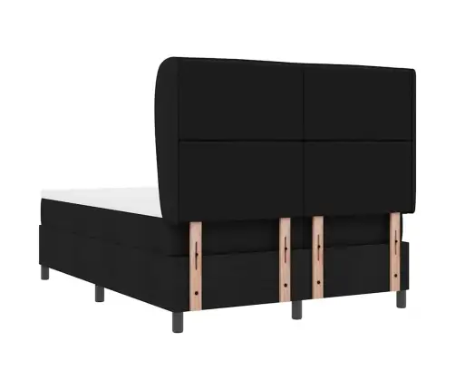 Kastītes Atsperu Gulta Ar Matraci Melna 160 X 200 Cm Audums Vidaxl