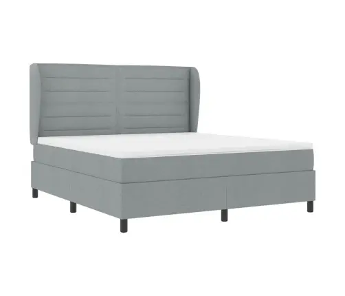 Kiemas Lova Su Čiužiniu Šviesiai Pilka 180 X 200 Cm Audinys