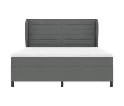 Kastītes Atsperu Gulta Tumši Pelēka 180 X 200 Cm Audums Vidaxl