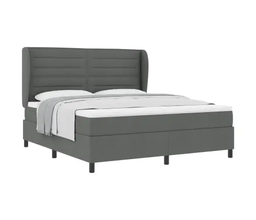 Kastītes Atsperu Gulta Tumši Pelēka 180 X 200 Cm Audums Vidaxl