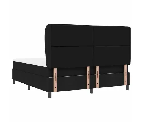 Kastītes Atsperu Gulta Ar Matraci Melna 180 X 200 Cm Audums Vidaxl