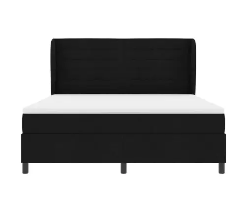 Kastītes Atsperu Gulta Ar Matraci Melna 180 X 200 Cm Audums Vidaxl