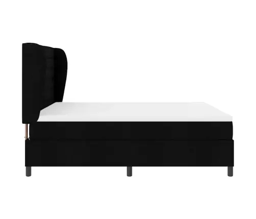 Kastītes Atsperu Gulta Ar Matraci Melna 180 X 200 Cm Audums Vidaxl