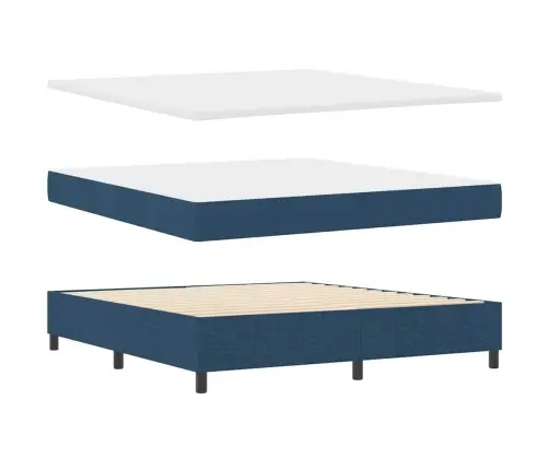 Kastītes Atsperu Gulta Ar Matraci Zila 180 X 200 Cm Audums Vidaxl