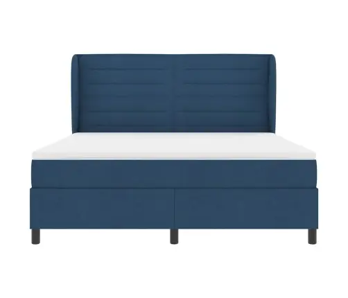 Kastītes Atsperu Gulta Ar Matraci Zila 180 X 200 Cm Audums Vidaxl