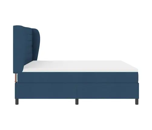 Kastītes Atsperu Gulta Ar Matraci Zila 180 X 200 Cm Audums Vidaxl