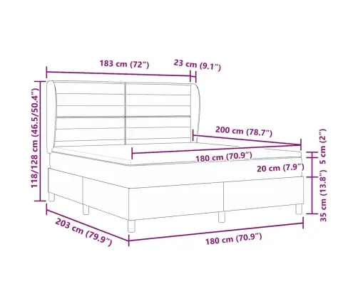 Kastītes Atsperu Gulta Ar Matraci Zila 180 X 200 Cm Audums Vidaxl