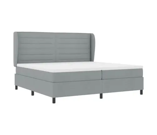 Kiemas Lova Su Čiužiniu Šviesiai Pilka 200 X 200 Cm Audinys