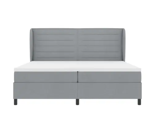 Kiemas Lova Su Čiužiniu Šviesiai Pilka 200 X 200 Cm Audinys