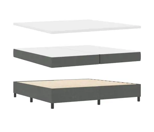 Kastītes Atsperu Gulta Tumši Pelēka 200 X 200 Cm Audums Vidaxl