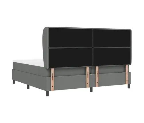 Kastītes Atsperu Gulta Tumši Pelēka 200 X 200 Cm Audums Vidaxl