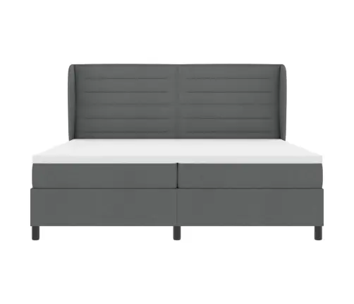 Kastītes Atsperu Gulta Tumši Pelēka 200 X 200 Cm Audums Vidaxl