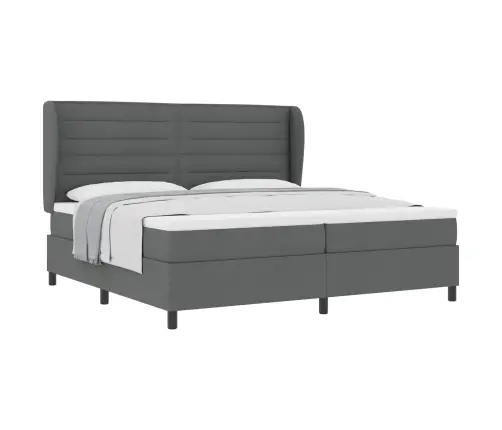 Kastītes Atsperu Gulta Tumši Pelēka 200 X 200 Cm Audums Vidaxl