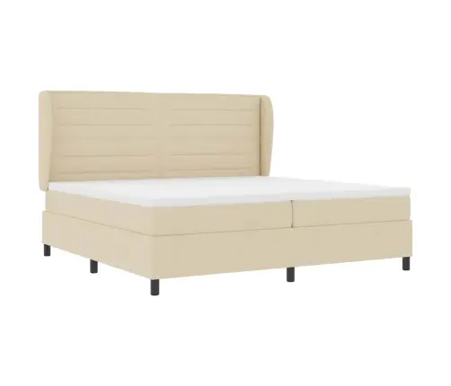 Kastītes Atsperu Gulta Ar Matraci Krēmkrāsa 200 X 200 Cm Audums Vidaxl