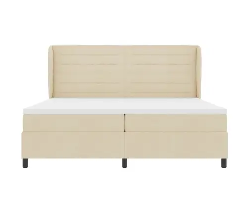 Kastītes Atsperu Gulta Ar Matraci Krēmkrāsa 200 X 200 Cm Audums Vidaxl