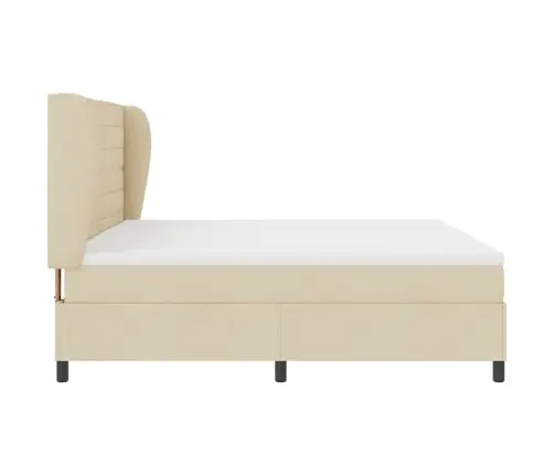 Kastītes Atsperu Gulta Ar Matraci Krēmkrāsa 200 X 200 Cm Audums Vidaxl