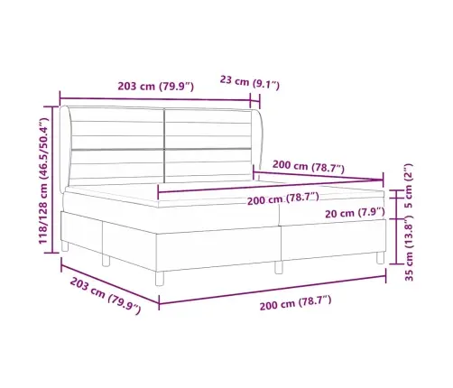 Kastītes Atsperu Gulta Ar Matraci Krēmkrāsa 200 X 200 Cm Audums Vidaxl