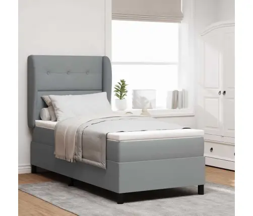 Kiemas Lova Su Čiužiniu Šviesiai Pilka 80 X 200 Cm Audinys