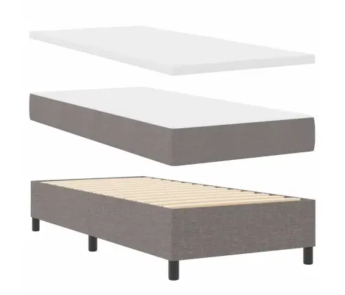 Kastītes Atsperu Gulta Ar Matraci Pelēkbrūna 80 X 200 Cm Audums Vidaxl