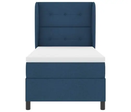 Kastītes Atsperu Gulta Ar Matraci Zila 80 X 200 Cm Audums Vidaxl