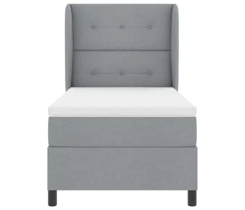 Kiemas Lova Su Čiužiniu Šviesiai Pilka 90 X 200 Cm Audinys