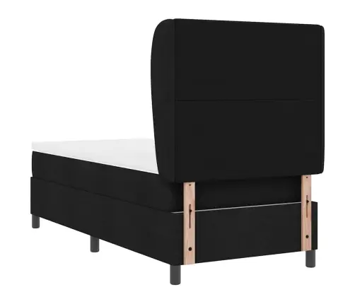 Kastītes Atsperu Gulta Ar Matraci Melna 90 X 200 Cm Audums Vidaxl