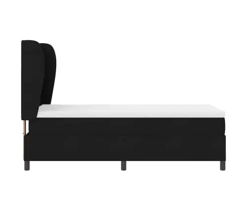 Kastītes Atsperu Gulta Ar Matraci Melna 90 X 200 Cm Audums Vidaxl