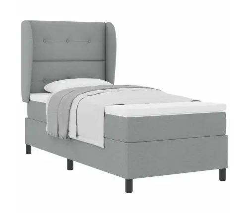 Kiemas Lova Su Čiužiniu Šviesiai Pilka 100 X 200 Cm Audinys Kiemas Lova Su Čiužiniu Šviesiai Pilka 100 X 200 Cm Audinys