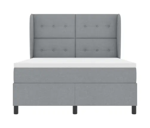 Kastītes Atsperu Gulta Gaiši Pelēka 140 X 190 Cm Audums Vidaxl