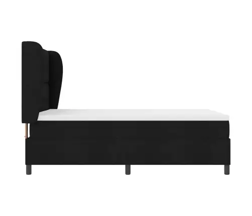 Kastītes Atsperu Gulta Ar Matraci Melna 140 X 190 Cm Audums Vidaxl