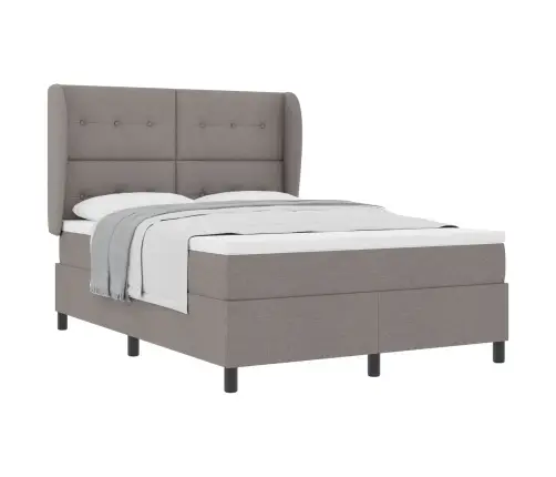 Kastītes Atsperu Gulta Pelēkbrūna 140 X 190 Cm Audums Vidaxl