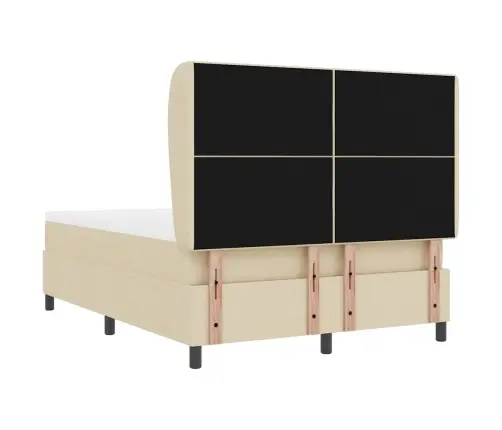 Kastītes Atsperu Gulta Ar Matraci Krēmkrāsa 140 X 200 Cm Audums Vidaxl