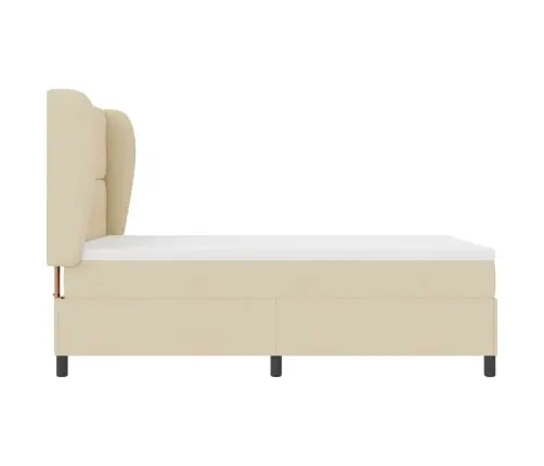 Kastītes Atsperu Gulta Ar Matraci Krēmkrāsa 140 X 200 Cm Audums Vidaxl