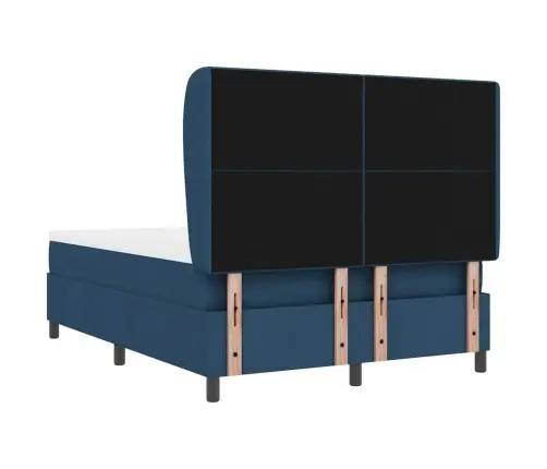 Kastītes Atsperu Gulta Ar Matraci Zila 140 X 200 Cm Audums Vidaxl