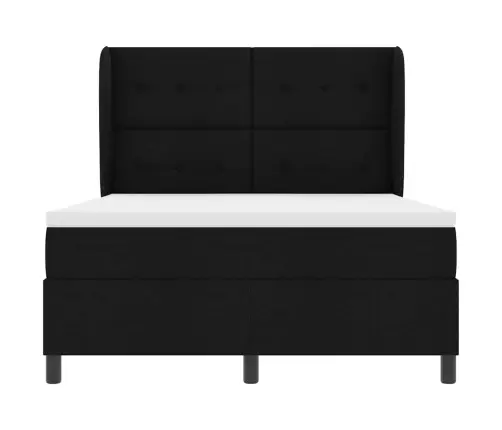 Kastītes Atsperu Gulta Ar Matraci Melna 160 X 200 Cm Audums Vidaxl