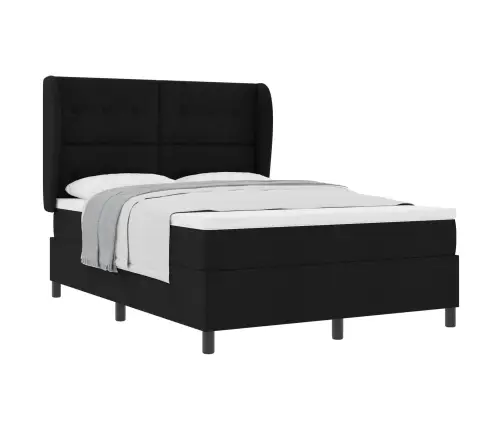 Kastītes Atsperu Gulta Ar Matraci Melna 160 X 200 Cm Audums Vidaxl