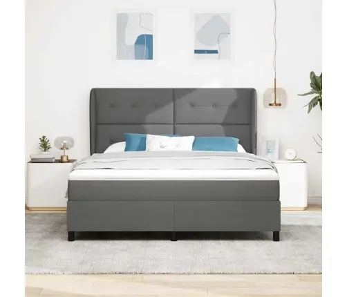 Kastītes Atsperu Gulta Tumši Pelēka 180 X 200 Cm Audums Vidaxl