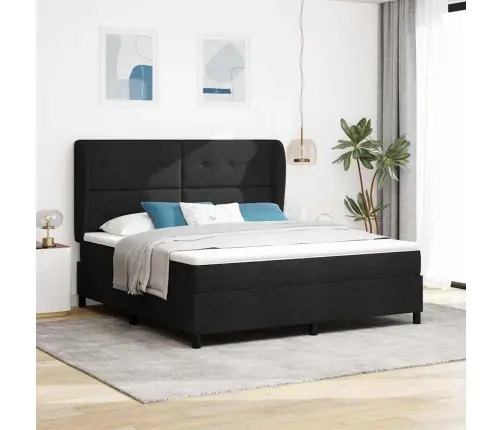 Kastītes Atsperu Gulta Ar Matraci Melna 180 X 200 Cm Audums Vidaxl
