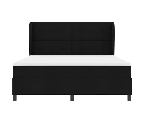 Kastītes Atsperu Gulta Ar Matraci Melna 180 X 200 Cm Audums Vidaxl